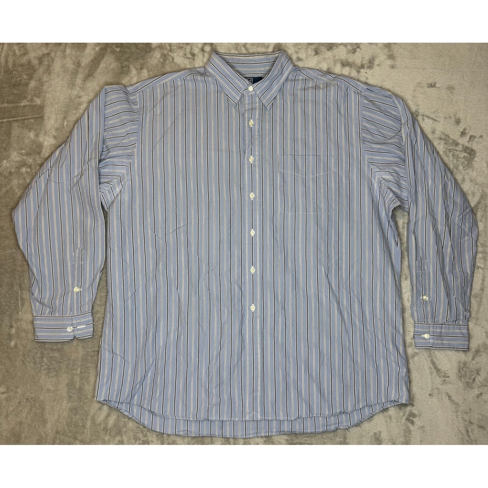 Polo Ralph Lauren Shirt Mens XXL Blue Stripe Lowell Sport Business Vintage 90s
